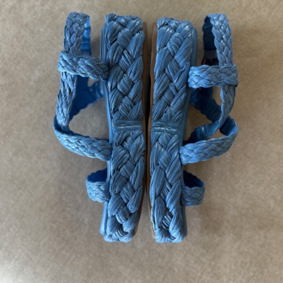 Marc Fisher Genie Platform Sandals Blue Braided Straps Wedge Heel - Picture 4 of 9